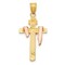 14K Tri-Color Gold Diamond Cut Inri Crucifix Pendant Charm Jewelry 39 x 18 mm